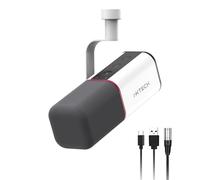IXTECH Micrófono dinámico cardioide con cubierta de micrófono, micrófono vocal USB XLR para podcasting, transmisión, grabación, juegos y voz en off (blanco)
