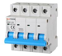 IXTRIMA Interruptor magnetotérmico automático 4P 40A 380V 6kA MCB C40 ocupa 4 módulos DIN