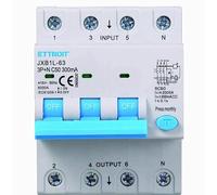 IXTRIMA Interruptor magnetotérmico diferencial 3P + N 50A 300mA 380V-6KA 300mA para carril DIN - 4 módulos DIN - Protección circuitos y seguridad instalaciones