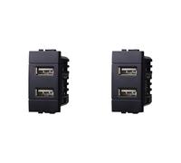 IXTRIMA Módulo de toma cargador doble USB 5 V 2,1 A - 2 puertos USB-A Color negro Compatible con Bticino Living Light/International, 2 unidades