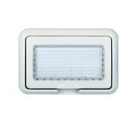 Ixtrima Placa con tapa y soporte de exterior IP55 4 plazas (hidrobox) compatible con Bticino Living Light, soporte estaño 4P color gris