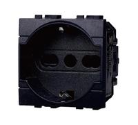 IXTRIMA Toma Schuko 2P + T 16 A color negro compatible con Bticino Living International/Light