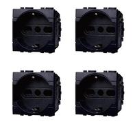 IXTRIMA Toma Schuko 2P+T 16 A Color Negro Compatible Con Bticino Living International/Light 4 uds