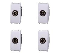 IXTRIMA Toma TV pasante conector macho compatible plana color blanco EV2253 Kit 4 uds