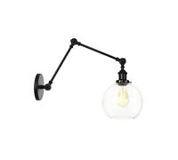 IXWQ Swing Arm Wall Lamp, Iron Glass Wall Lamp, High Translucent Glass Shade, E27 Light Source, Living Room Bedroom Stairs Cafe Bedside Lamp Elegante