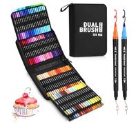 Ixydor 120 Rotuladores doble punta, Kit Acuarelable para Niñas/os y Adultos,marcadores acrílicos con estuche,Kit Rotuladores Acuarelables,Doble Punta Pincel para Lettering, Colorear, dibujar, pintar
