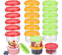 Ixydor 18 Piezas Contenedores de Alimentos Pequeños, 250ml/8oz Tarros de Plastico con Tapa, Tazones de Plástico Reutilizables Apilables Delicatessen para Lavavajillas, Microondas y Congelador