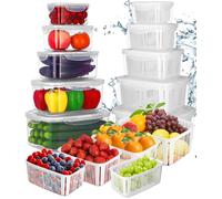 Ixydor Fiambrera para Frutas y Verduras con Tapa Colador, 5 Juegos de Almacenamiento para Frigorífico, Organizador Apilable con Capacidad 5,8 L