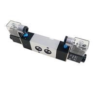 IXYFFRQO Electroválvula neumática de 24 V, Montaje en Placa, 4M320-08/10, Puerto 1/4" y 3/8", válvula Control 5 vías con Conector Doble Bobina(4M320-10,220V)
