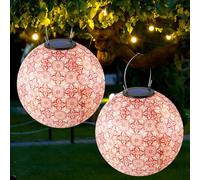 IXYHKB Linternas Solares para Exteriores, 2 Piezas 25cm Impermeable Farolillos Solares pare Nailon, Farolillos Solares para Exteriores, Linterna Solar para Jardín Casa Bodas Patio Terraza