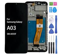 iYAiYO Pantalla LCD digitalizadora táctil de repuesto compatible con Samsung A03 SM-A035F, versión europea, pantalla completa con marco, color negro