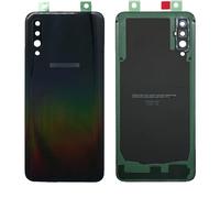 iYAiYO Tapa de batería trasera con lente cámara para Samsung A50 Parte de repuesto de la carcasa Tapa trasera con adhesivo preinstalado-negro