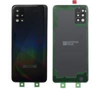 iYAiYO Tapa de batería trasera con lente cámara para Samsung A51 4G Parte de repuesto de la carcasa Tapa trasera con adhesivo preinstalado-negro
