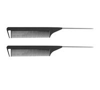 Iyalezirk 2 Pieza Caliente Moda Negro Peine de Dientes Finos Pinza de Plástico Y Metal Peine de de Rata 220X28X4mm