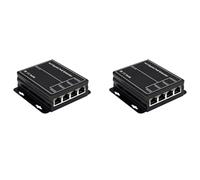 Iyalezirk 2X 4 Puertos Gigabit PoE Extender 100/1000Mbps 90W 1in 4 Fuera PoE Repetidor DIN Rail Network VLAN para 48V PoE Cámara Wierless Ap