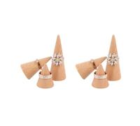 Iyalezirk 2X alta gama de madera anillo soporte pantalla cono en forma organizador soporte soporte dedo estante anillo almacenamiento Showcase