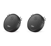 Iyalezirk 2X Aspiradora Robótica Inteligente de Bajo Ruido Barredora de Piso Recogedor de Polvo Limpiador de Alfombras, Negro