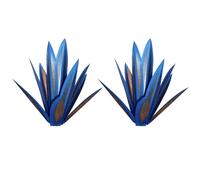 Iyalezirk 2X Escultura RúStica de Tequila, Planta de Agave de Metal, DecoracióN del Hogar, Adornos de JardíN de Agave de Metal Pintado A Mano RúStico Al Aire Libre, 35 cm