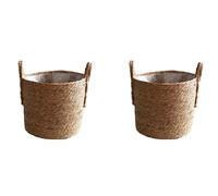 Iyalezirk 2X Macetas Maceta de Pasto Marino Cesta Cubierta de Maceta Tejida Recipiente para Plantas Florero Basura de Mimbre