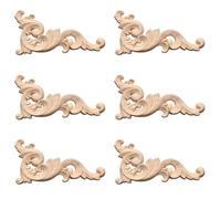 Iyalezirk 6 apliques decorativos para pared de la puerta, de madera, 12 x 6 cm, sin barnizar