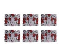 Iyalezirk 6 caminos de mesa navideños, camino de mesa de lujo Holly Poinsettia para decoración navideña, 15 x 70 pulgadas