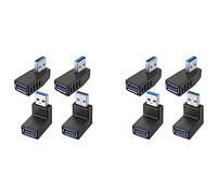 Iyalezirk Acopladores Adaptadores USB 3.0 de 8 Piezas Conector USB Macho A Hembra de 90 Grados- Incluido Adaptador de ángulo Izquierdo, Derecho, Arriba Y Abajo