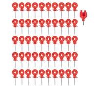 Iyalezirk Aislante de Cerca Eléctrica Aislador Atornillado Poste de Anillo de Cerca Aislador de Poste de Madera con Herramienta de Enchufe Aislante, 50 Piezas, A