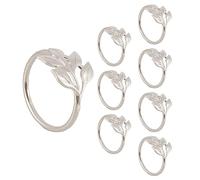 Iyalezirk Anillos de Servilleta de Hoja de 8 Piezas Servilletero de Metal Plateado Servilleteros de Mesa para Fiestas de Comedor Todos los DíAs