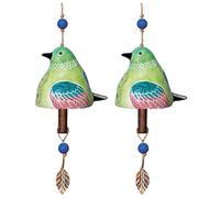 Iyalezirk Campana Canto Pájaro, Campanilla Viento con Campana Canto Pájaro, Decoración Jardín con Campana Canto Pájaro, Carillón Viento Colgante, Soporte Carillón Viento Verde