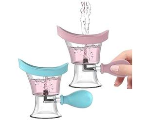 Iyalezirk de lavado de ojos de 2 piezas, kit limpiador para lavado de ojos, herramienta manual para de limpieza de ojos a presión de aire de silicona para baño ocular para enjuague
