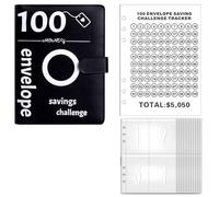 Iyalezirk Desafío de Ahorro de Dinero de 100 Sobres, Carpeta de Desafío de 100 Sobres, Carpeta de Ahorro de Dinero, Libro de Presupuesto (Negro)