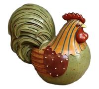 Iyalezirk Estatua de Pollo, Estatua de Gallo de Resina, Decoración de Esculturas de Animales Lindos, Estatua de Estilo de Pintura Al óleo Rural Regalo Verde