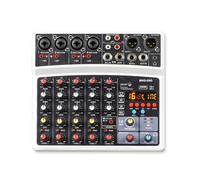 Iyalezirk Mezclador de Audio Portátil de 6 Canales, Consola de Mezclas, Tarjeta de Sonido con Interfaz USB y Alimentación Fantasma de 48 V, Enchufe Europeo.