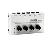 Iyalezirk Miniamplificador de Auriculares HA400 de 4 Canales, Mezclador de Audio para PC, Enchufe Europeo