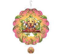 Iyalezirk Molinillo de Viento para Exteriores, Campanilla de Viento con Diseño de Mandala de Perro de Colores Base, Molinillos de Viento Colgantes para Decoración de Interiores y Exteriores