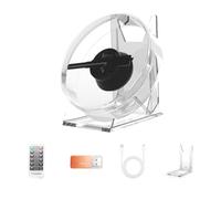 Iyalezirk Proyector Holográfico Luminoso Publicitario Holográfico 3D Ventilador para Pantalla de Mesa LED con Soporte para Reproducción de Audio de Imágenes y Vídeo