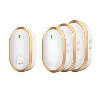 Iyalezirk Timbre Inalámbrico e Impermeable con Amplio Alcance. Timbre Inteligente con 1 Botón y 3 Receptores. Ideal para el Hogar y la Oficina. Cámara de Timbre con Enchufe Europeo.