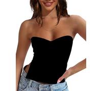 Iyalezirk Tops Moldeadores de Tubo, Sin Tirantes, Fruncidos, Elásticos, Básicos, Informales. Negro M