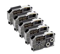 IYBYNYHN 2 5 uds XR12WE XR9WE Cinta Negra sobre Blanca Compatible con XR 12WE XR 9WE XR 12YW XR 12X 9 12mm Etiqueta para Fabricante de Etiquetas KL 60(5PK Gold on Black)