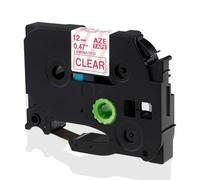 IYBYNYHN Cinta de Etiquetas laminada de 12 mm TZE231 TZE131 TZE631 Compatible con Cinta para Impresora de Etiquetas PT H100 PT H110 D600 710BT(Red on Clear)