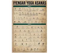 Iyengar Yoga Asanas Vintage Decoración de Pared Cartel Metal Placa Póster 8X12 pulgadas