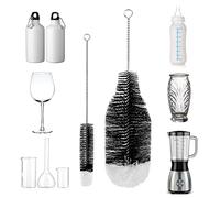 iYInJuan 2 cepillos largos para botellas, limpiador de botellas, ayudante doméstico para jarra de cristal, botellas de soda, biberones, botellas de agua (negro)