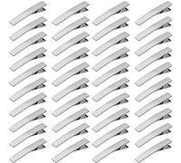 iYinJuan 60 Piezas Pinza de Pelo de Alligator Cocodrilo de Metal, Hair Clip de Pelo No Deslizante de DIY Accesorio, Agarre de Pelo Mujeres y Chicas, Pinzas de Pelo de Acero para Peluquería, 47mm Plata