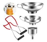 iYinJuan Embudo de Acero Inoxidable, Juego de 3 Embudos para Mermelada, Set de Embudos de Cocina con Pinza de Conservación para Trasvasar Especias, Líquidos, Judías y Mermelada