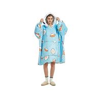 iyoimono Sudadera con capucha para mujer, de franela, de forro polar, manta suave Sherpa, manta de TV con mangas, estampado de frutas, estampado de animales, Blue Sushi, Talla única