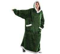 iyoimono Sudadera con capucha para mujer, hombre, de franela, forro polar, gran tamaño, suave, sudadera, mullida, sherpa, manta de TV con mangas, con capucha de gran tamaño, verde oscuro, XX-Large