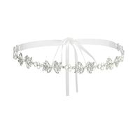 IYOU Cinturón de Novia Diamantes de imitación Cinturones de Boda Perlas Blancas Cristal Delgado Fiesta Vestido de Novia Faja Accesorios para Mujeres