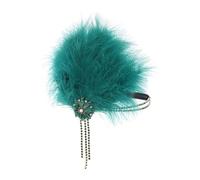 IYOU Diadema Plumas Años 20 Gatsby Tocadode Cristal Verde Flapper Accesorios para el cabello Borla Fiesta Vintage para Mujeres