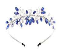 IYOU Mujeres Boda Venda Azul Costoso Diamante de Imitación Piezas de Cabello Cristal Tiara Barroco Nupcial Fuente Accesorios para el Cabello por novias Tardecita Fiesta Paseo Fotografía