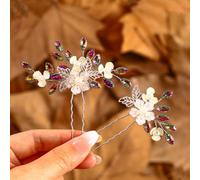 IYOU Novias Boda Horquillas Brillante Cristal Verde Novia Pieza para el pelo Flores Novias Accesorios para el pelo para Mujeres(2 Unidades)